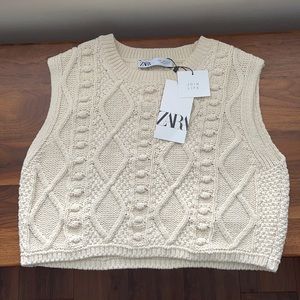 NWT ZARA Cropped Cable Knit Top